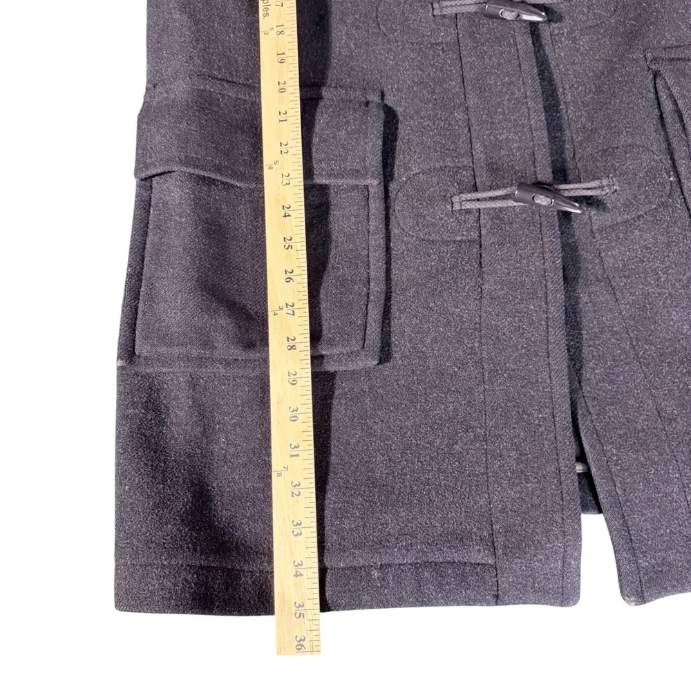 Vintage J. Crew Mens Dress Coat Medium Charcoal Gray Lined Hooded Wool‎ Blend
